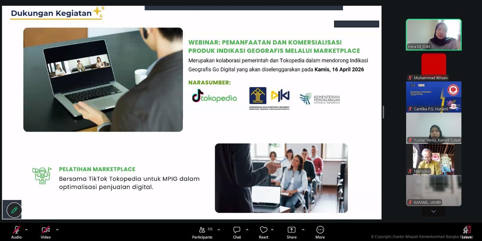 Kanwil Kemenkum Babel Ikuti Webinar Program IG Bisa Ekspor untuk Dorong Daya Saing Produk Daerah Kanwil Kemenkum Babel Ikuti Webinar Program IG Bisa Ekspor untuk Dorong Daya Saing Produk Daerah