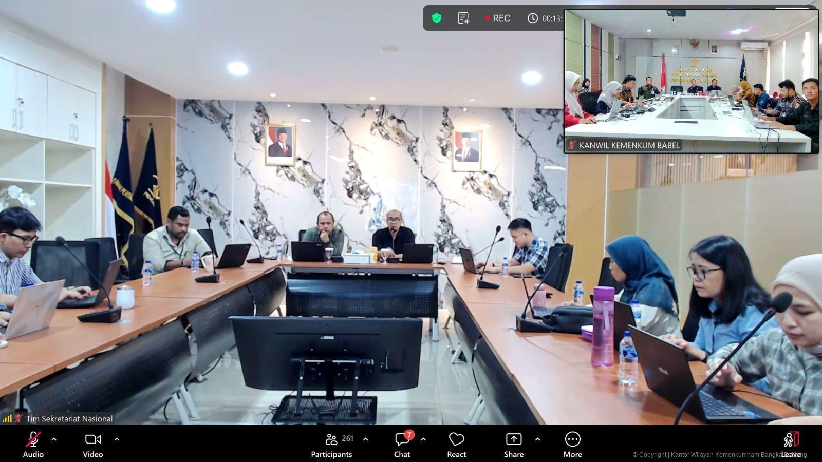 Perkuat Evaluasi IRH 2026, Kanwil Kemenkum Babel Ikuti Rapat Monitoring TSW Secara Nasional