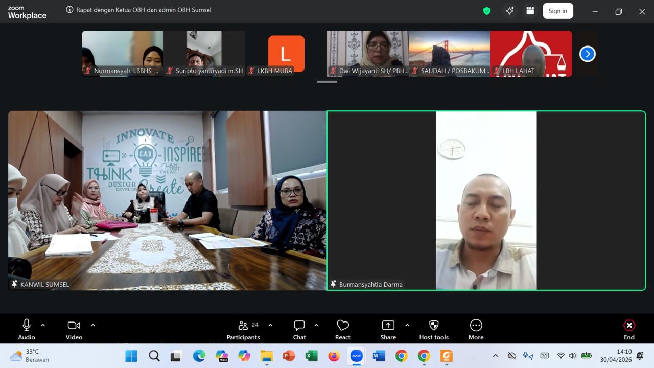 Kemenkum Sumsel Evaluasi Kinerja 14 Organisasi Bantuan Hukum, Tekankan Kualitas Layanan Kemenkum Sumsel Evaluasi Kinerja 14 Organisasi Bantuan Hukum, Tekankan Kualitas Layanan