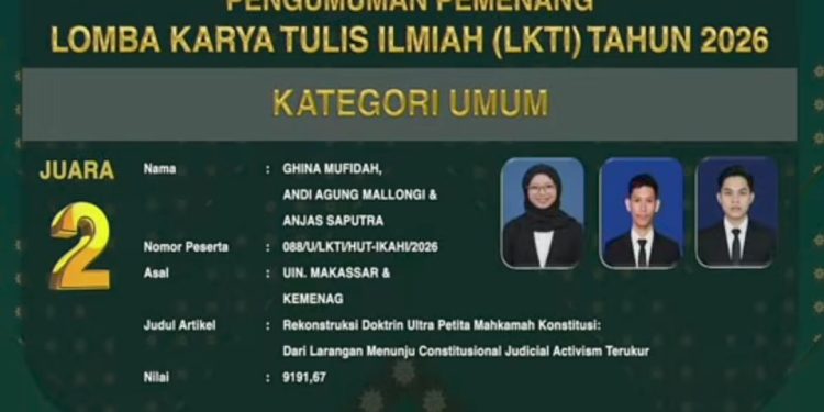 CPNS Kemenag dan Mahasiswa UIN Alauddin Raih Juara II LKTI Nasional IKAHI Mahkamah Agung CPNS Kemenag dan Mahasiswa UIN Alauddin Raih Juara II LKTI Nasional IKAHI Mahkamah Agung