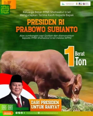 PPMI Shohwatul Is’ad Sampaikan Terima Kasih Kepada Presiden Prabowo Atas Sumbangan Sapi Qurban Seberat 1 Ton