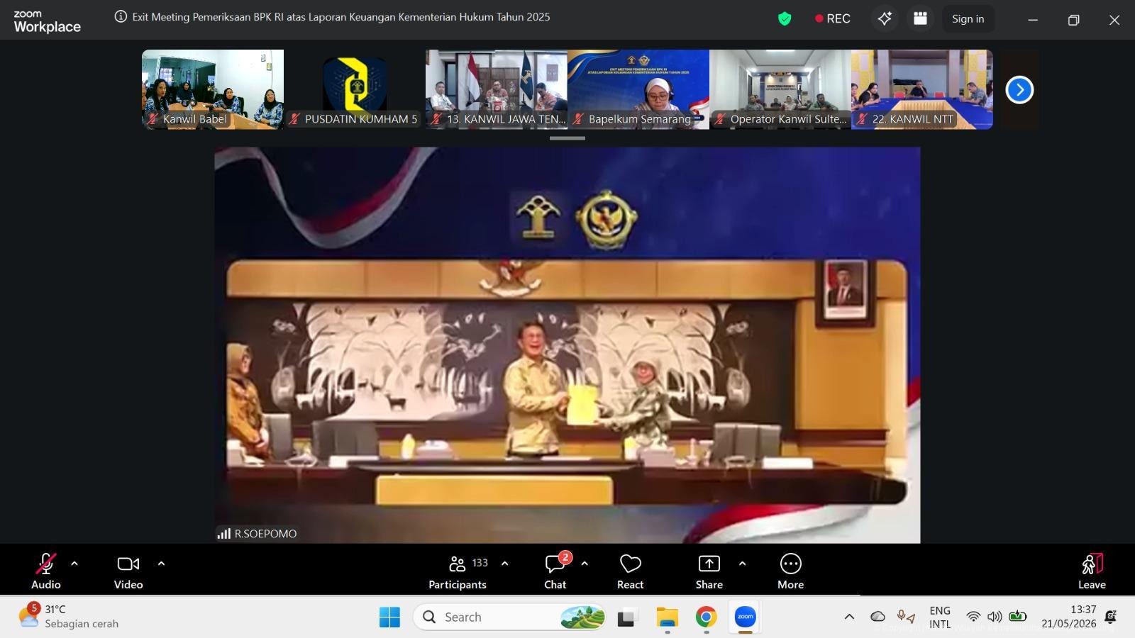 Kanwil Kemenkum Babel Ikuti Exit Meeting Pemeriksaan BPK RI atas Laporan Keuangan Kementerian Hukum Tahun 2025 Kanwil Kemenkum Babel Ikuti Exit Meeting Pemeriksaan BPK RI atas Laporan Keuangan Kementerian Hukum Tahun 2025