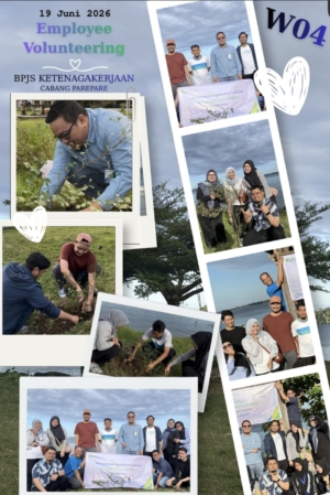 BPJS Ketenagakerjaan Parepare Gelar Employee Volunteering Melalui Aksi Penanaman Pohon di Taman Mattirotasi