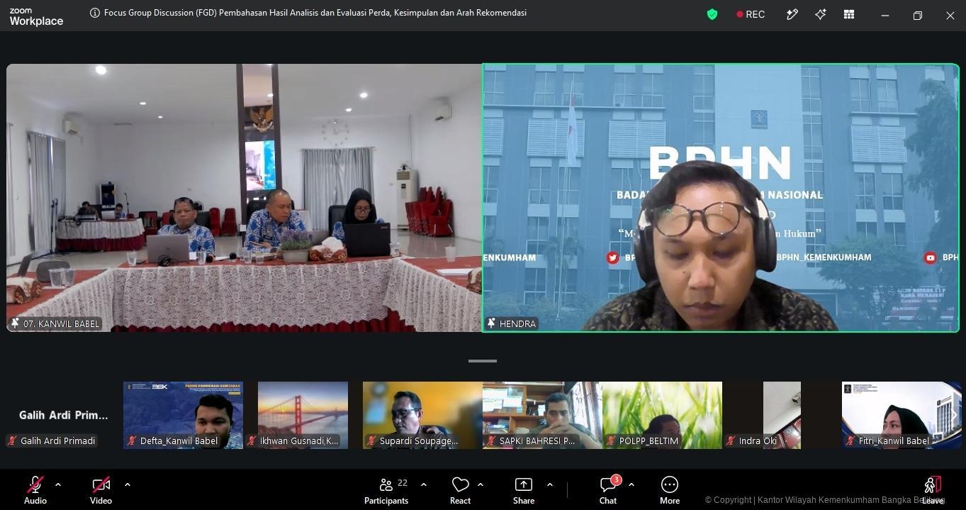 Kanwil Kemenkum Babel Bahas Arah Rekomendasi Analisis dan Evaluasi Perda Kawasan Tanpa Rokok Bersama Pemerintah Daerah