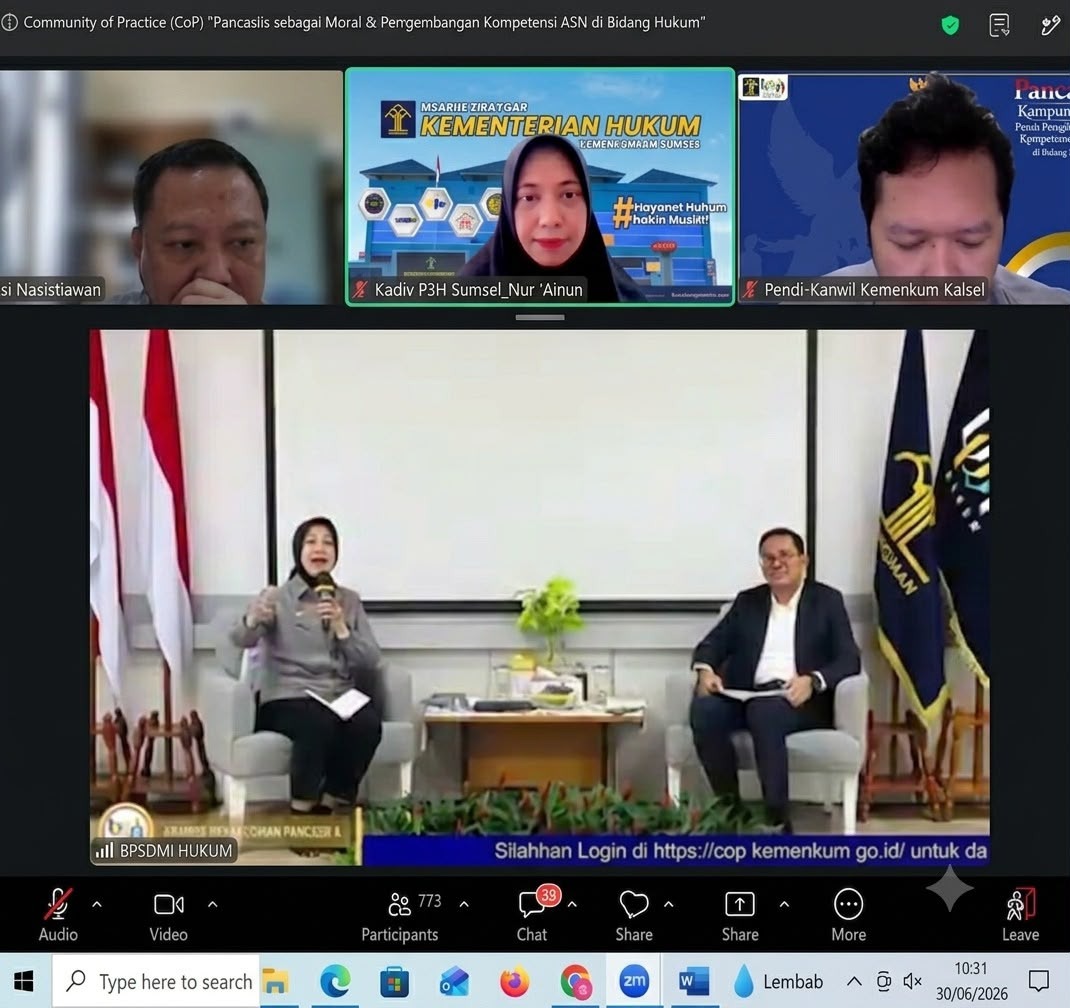 Internalisasi Nilai Pancasila, Kemenkum Sumsel Perkuat Kompetensi dan Integritas ASN Internalisasi Nilai Pancasila, Kemenkum Sumsel Perkuat Kompetensi dan Integritas ASN