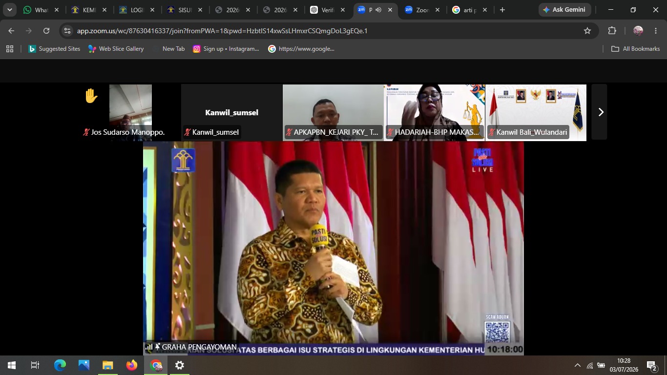 Gencar Selesaikan Pengaduan, Kanwil Kemenkum Sumsel Ikuti Forum Pengaduan Pelayanan Publik