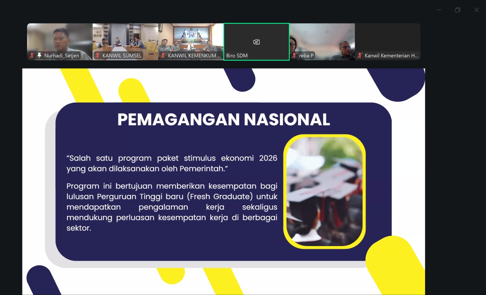 Kanwil Kemenkum Sumsel Siapkan Pelaksanaan Program Pemagangan Nasional Angkatan II