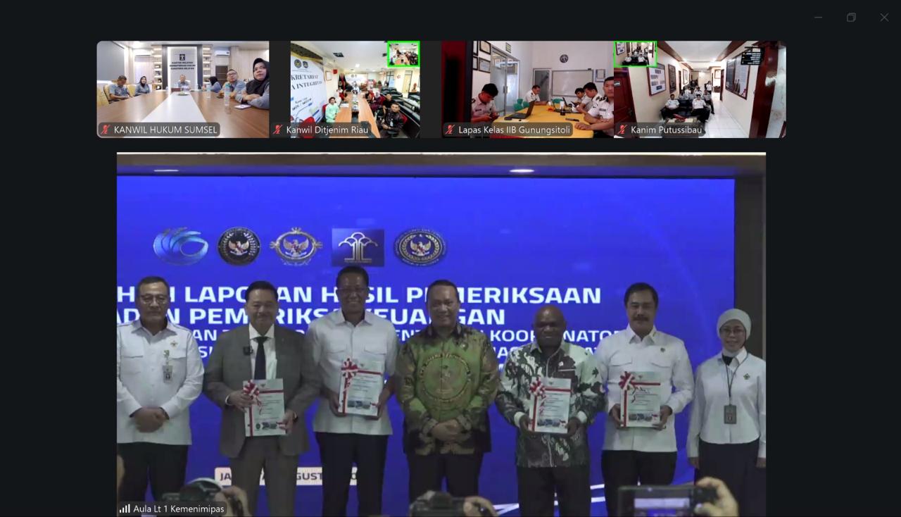 Kakanwil Kemenkum Sumsel Ikuti Penyerahan Laporan Hasil Pemeriksaan BPK RI atas Laporan Keuangan Kementerian Hukum Tahun 2025 Kakanwil Kemenkum Sumsel Ikuti Penyerahan Laporan Hasil Pemeriksaan BPK RI atas Laporan Keuangan Kementerian Hukum Tahun 2025