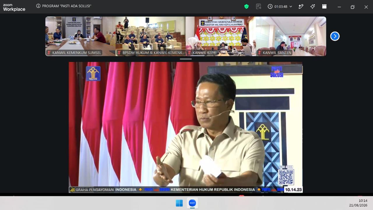 Kanwil Kemenkum Sumsel Ikuti Forum Pengaduan Pelayanan Publik “PASTI ADA SOLUSI” Episode 12