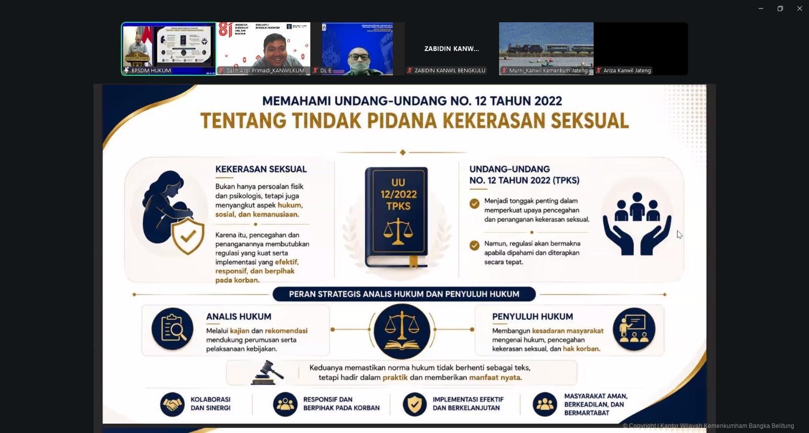 Kanwil Kemenkum Babel Ikuti Community of Practice UU TPKS, Perkuat Pemahaman Pencegahan dan Perlindungan Korban Kanwil Kemenkum Babel Ikuti Community of Practice UU TPKS, Perkuat Pemahaman Pencegahan dan Perlindungan Korban
