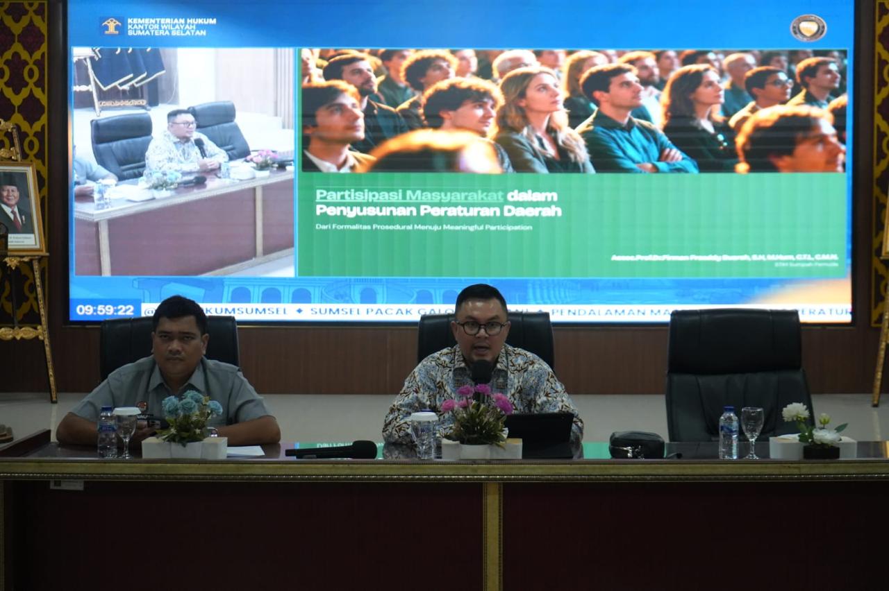 Kemenkum Sumsel Dorong Partisipasi Masyarakat dalam Pembentukan Perda