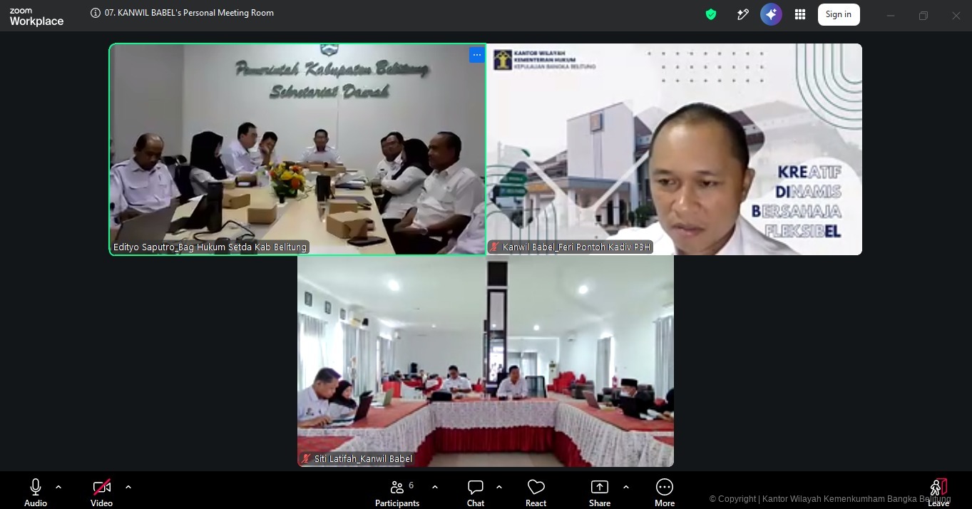 Kanwil Kemenkum Babel Fasilitasi Harmonisasi Lima Ranperkada Kabupaten Belitung Kanwil Kemenkum Babel Fasilitasi Harmonisasi Lima Ranperkada Kabupaten Belitung