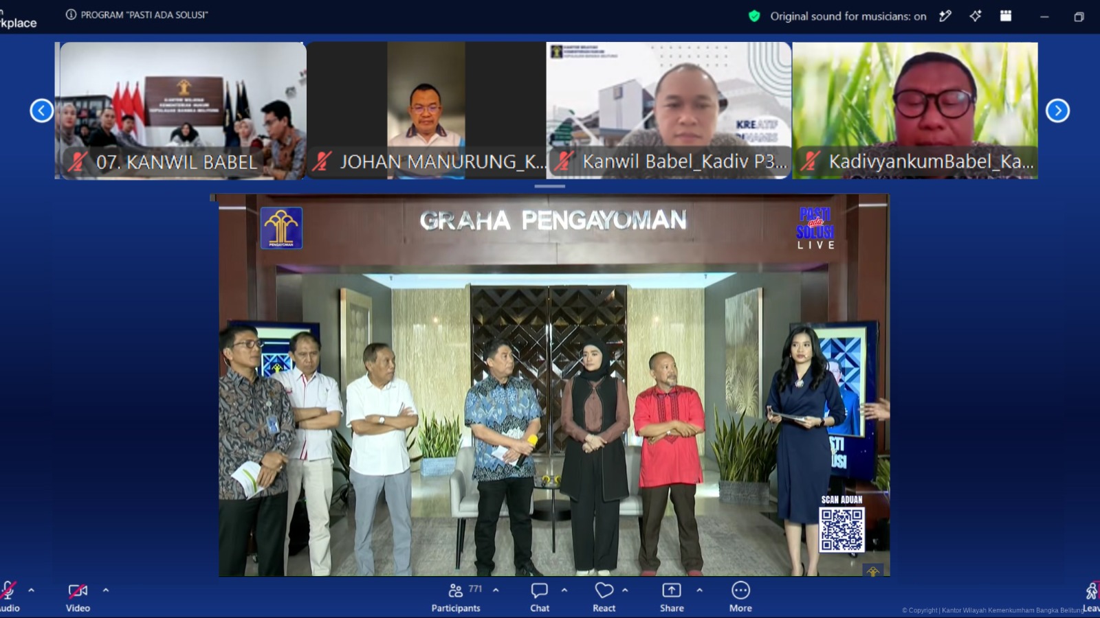 Kanwil Kemenkum Babel Ikuti Forum Pengaduan “PASTI ADA SOLUSI” Episode 16 Bersama Menteri Hukum Kanwil Kemenkum Babel Ikuti Forum Pengaduan “PASTI ADA SOLUSI” Episode 16 Bersama Menteri Hukum