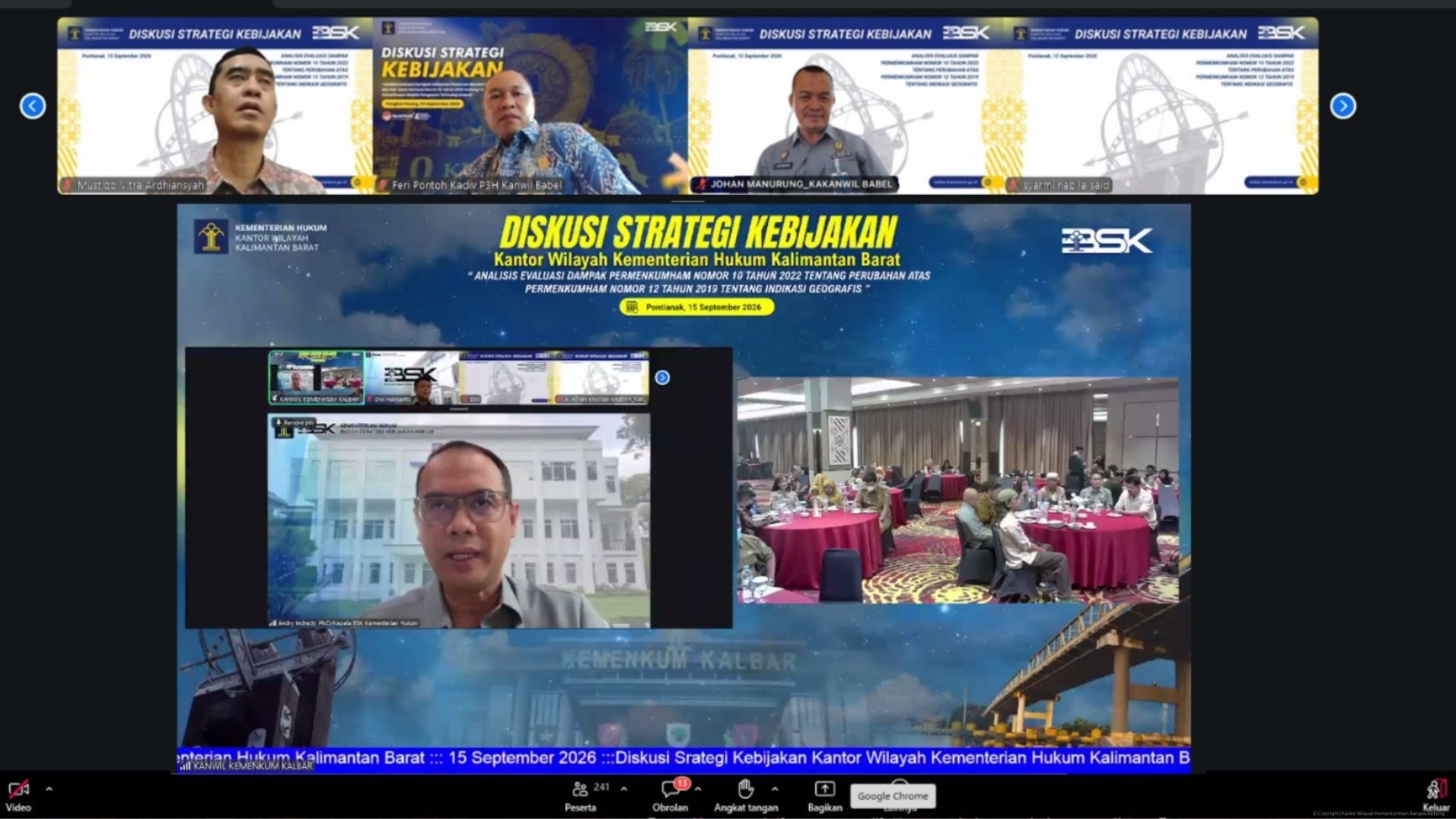 Kanwil Kemenkum Babel Ikuti Diskusi Strategi Kebijakan Hukum Penguatan Indikasi Geografis