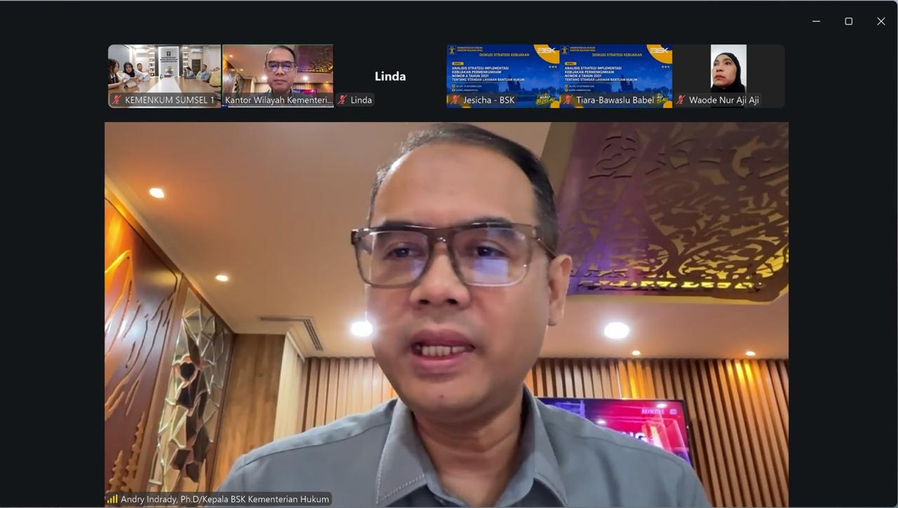 Kemenkum Sumsel Ikuti DSK Strategi Implementasi Standar Layanan Bantuan Hukum