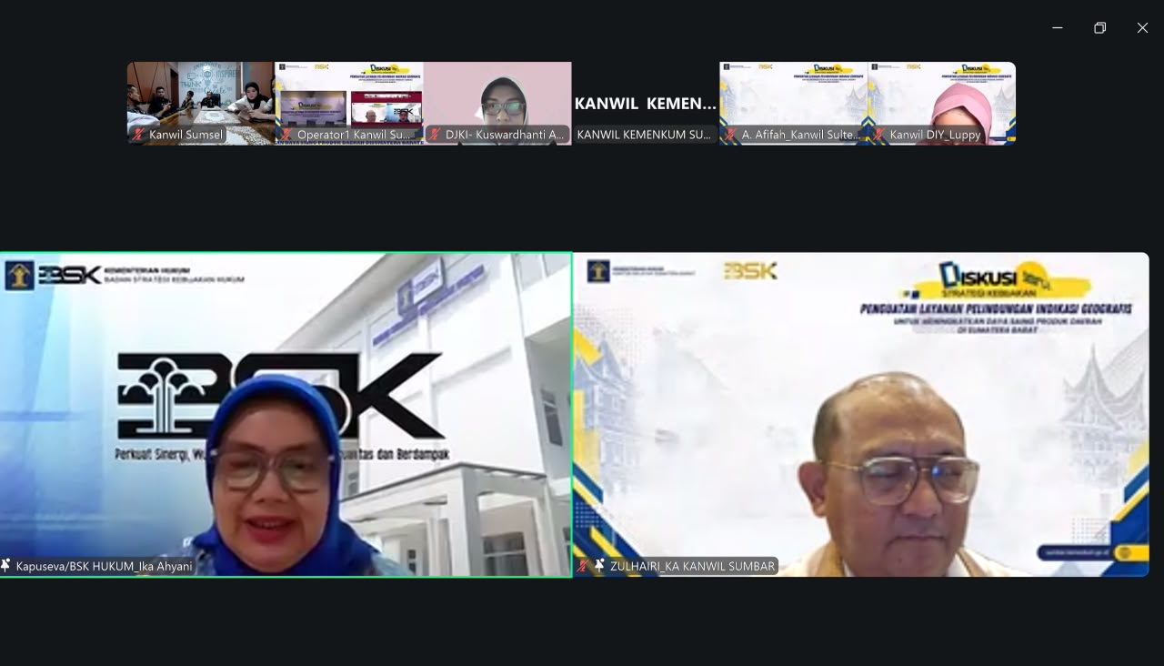 Kemenkum Sumsel Ikuti DSK Penguatan Perlindungan Indikasi Geografis untuk Daya Saing Produk Daerah