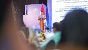 Menkum Supratman di Depan Forum Jurnalis ASEAN: Teknologi Berkembang, Nilai Karya Jurnalistik Harus Terlindungi
