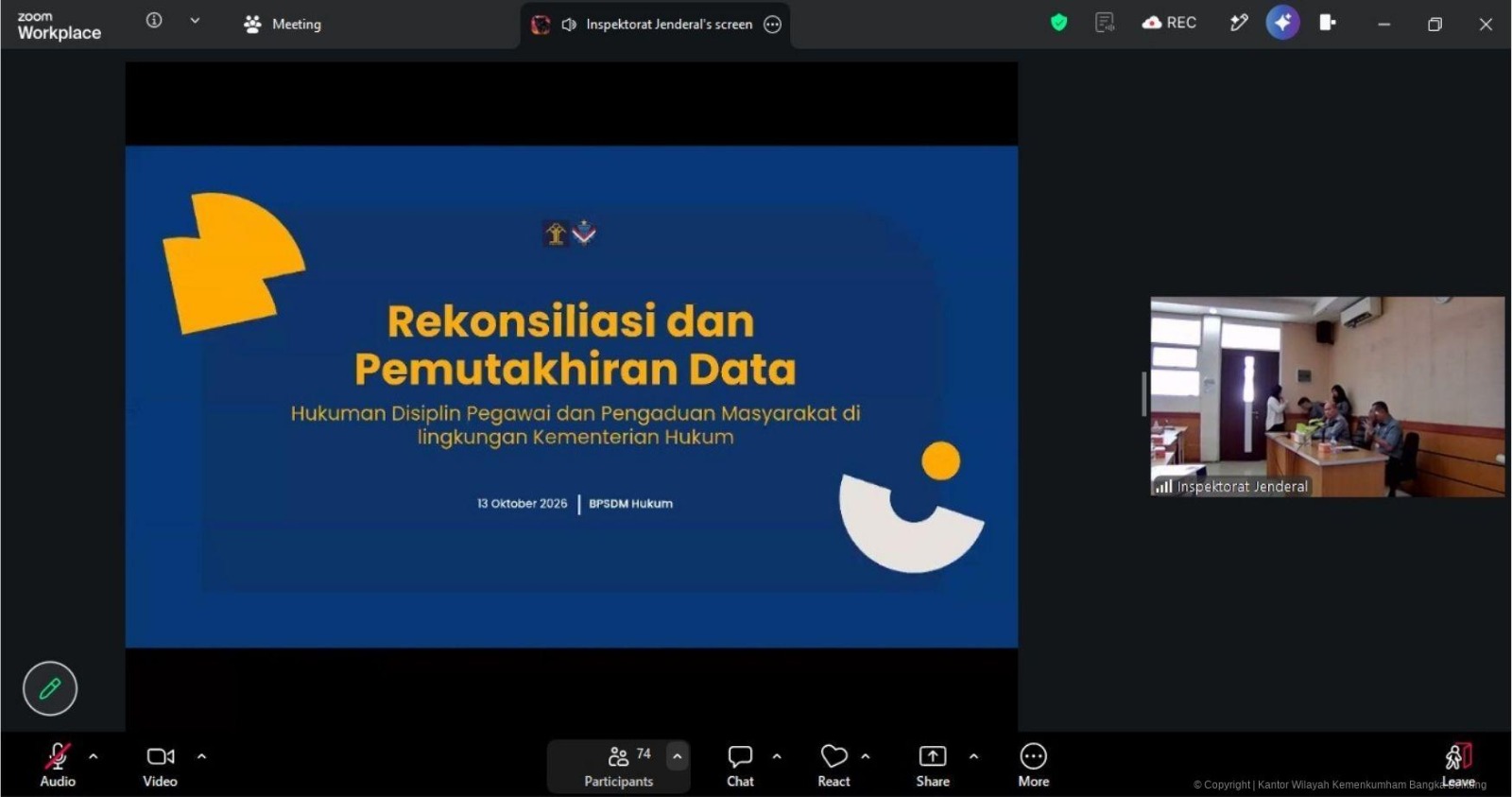 Kanwil Kemenkum Babel Ikuti Rekonsiliasi Data Hukuman Disiplin dan Pengaduan Masyarakat